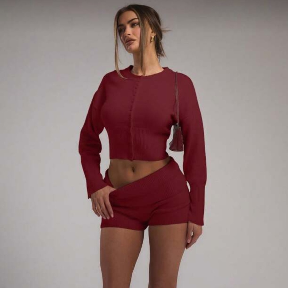 SHEIN Musera Knitted Fold Over Waistband Shorts